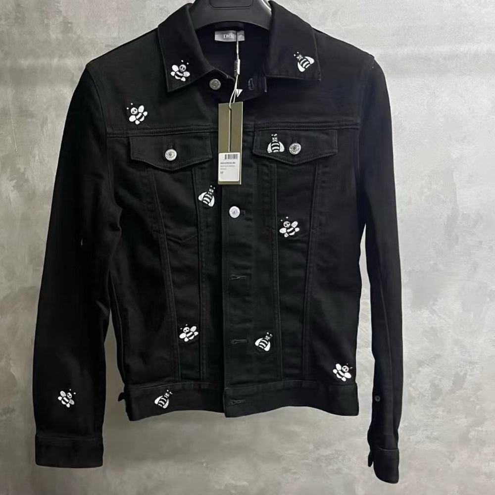 🚩steal authentic Dior Black Denim Jacket with Embellishments